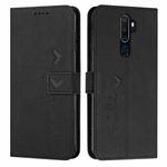 For Oppo A9 2020 Skin Feel Heart Pattern Leather Phone Case(Black)