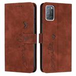 For OPPO A52/A72/A92 Skin Feel Heart Pattern Leather Phone Case(Brown)