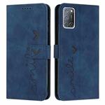 For OPPO A52/A72/A92 Skin Feel Heart Pattern Leather Phone Case(Blue)