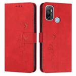 For OPPO A53 Skin Feel Heart Pattern Leather Phone Case(Red)