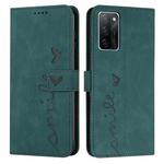 For OPPO A55s Skin Feel Heart Pattern Leather Phone Case(Green)