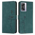 For OPPO A57 Skin Feel Heart Pattern Leather Phone Case(Green)