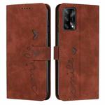 For OPPO A74 4G/F19 Skin Feel Heart Pattern Leather Phone Case(Brown)