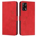 For OPPO A74 4G/F19 Skin Feel Heart Pattern Leather Phone Case(Red)