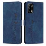 For OPPO A74 4G/F19 Skin Feel Heart Pattern Leather Phone Case(Blue)
