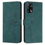 For OPPO A74 4G/F19 Skin Feel Heart Pattern Leather Phone Case(Green)