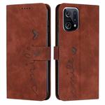 For OPPO Find X5 Pro Skin Feel Heart Pattern Leather Phone Case(Brown)