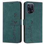For OPPO Find X5 Pro Skin Feel Heart Pattern Leather Phone Case(Green)