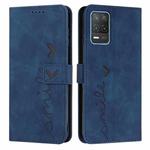 For OPPO Realme 8 5G/Realme V13 5G Skin Feel Heart Pattern Leather Phone Case(Blue)