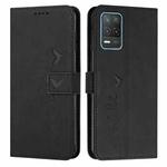 For OPPO Realme 8 5G/Realme V13 5G Skin Feel Heart Pattern Leather Phone Case(Black)