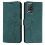 For OPPO Realme 8 5G/Realme V13 5G Skin Feel Heart Pattern Leather Phone Case(Green)