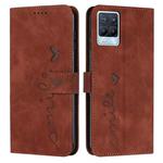 For OPPO Realme 8/Realme 8 Pro Skin Feel Heart Pattern Leather Phone Case(Brown)