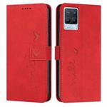 For OPPO Realme 8/Realme 8 Pro Skin Feel Heart Pattern Leather Phone Case(Red)