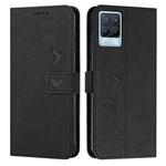 For OPPO Realme 8/Realme 8 Pro Skin Feel Heart Pattern Leather Phone Case(Black)