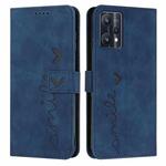 For OPPO Realme 9 Pro Skin Feel Heart Pattern Leather Phone Case(Blue)