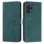 For OPPO Realme 9 Pro Skin Feel Heart Pattern Leather Phone Case(Green)