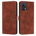 For OPPO Realme 9 Pro+ Skin Feel Heart Pattern Leather Phone Case(Brown)