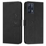 For OPPO Realme 9 Pro+ Skin Feel Heart Pattern Leather Phone Case(Black)