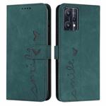For OPPO Realme 9 Pro+ Skin Feel Heart Pattern Leather Phone Case(Green)
