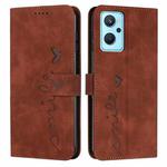 For OPPO Realme 9i Skin Feel Heart Pattern Leather Phone Case(Brown)
