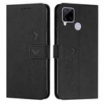 For OPPO Realme C12/C15 Skin Feel Heart Pattern Leather Phone Case(Black)