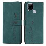 For OPPO Realme C12/C15 Skin Feel Heart Pattern Leather Phone Case(Green)
