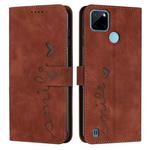 For OPPO Realme C21Y/C25Y Skin Feel Heart Pattern Leather Phone Case(Brown)