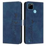 For OPPO Realme C21Y/C25Y Skin Feel Heart Pattern Leather Phone Case(Blue)