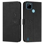 For OPPO Realme C21Y/C25Y Skin Feel Heart Pattern Leather Phone Case(Black)