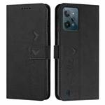 For OPPO Realme C31 4G Skin Feel Heart Pattern Leather Phone Case(Black)