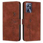 For OPPO Realme C35 Skin Feel Heart Pattern Leather Phone Case(Brown)