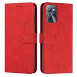For OPPO Realme C35 Skin Feel Heart Pattern Leather Phone Case(Red)