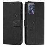 For OPPO Realme C35 Skin Feel Heart Pattern Leather Phone Case(Black)