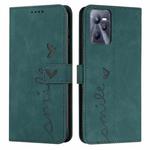For OPPO Realme C35 Skin Feel Heart Pattern Leather Phone Case(Green)