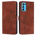 For OPPO Reno5 5G/Find X3 Lite Skin Feel Heart Pattern Leather Phone Case(Brown)