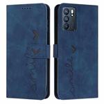 For OPPO Reno6 5G Skin Feel Heart Pattern Leather Phone Case(Blue)