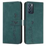 For OPPO Reno6 5G Skin Feel Heart Pattern Leather Phone Case(Green)