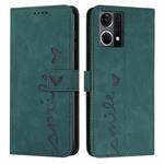 For OPPO Reno7 4G Skin Feel Heart Pattern Leather Phone Case(Green)