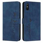For Xiaomi Redmi 9A Skin Feel Heart Pattern Leather Phone Case(Blue)