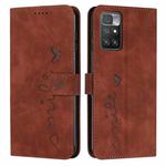 For Xiaomi Redmi 10 Skin Feel Heart Pattern Leather Phone Case(Brown)