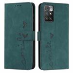 For Xiaomi Redmi 10 Skin Feel Heart Pattern Leather Phone Case(Green)