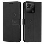 For Xiaomi Redmi 10C Skin Feel Heart Pattern Leather Phone Case(Black)