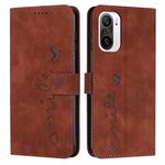 For Xiaomi Redmi K40/K40 Pro Skin Feel Heart Pattern Leather Phone Case(Brown)