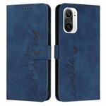 For Xiaomi Redmi K40/K40 Pro Skin Feel Heart Pattern Leather Phone Case(Blue)