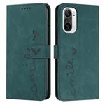 For Xiaomi Redmi K40/K40 Pro Skin Feel Heart Pattern Leather Phone Case(Green)