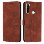 For Xiaomi Redmi Note 8 Skin Feel Heart Pattern Leather Phone Case(Brown)