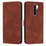 For Xiaomi Redmi Note 8 Pro Skin Feel Heart Pattern Leather Phone Case(Brown)
