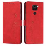 For Xiaomi Redmi Note 9 Skin Feel Heart Pattern Leather Phone Case(Red)