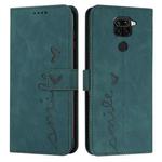 For Xiaomi Redmi Note 9 Skin Feel Heart Pattern Leather Phone Case(Green)