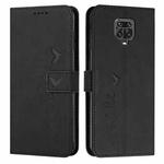 For Xiaomi Redmi Note 9s/Note 9 Pro Skin Feel Heart Pattern Leather Phone Case(Black)